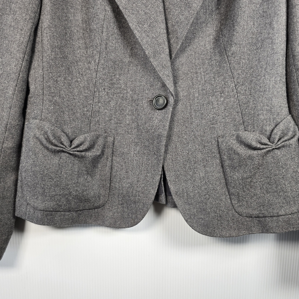 Talbots Women's Kate Fit Grey Wool Blazer Gatheted Lapels Button Closure Size 8 - Picture 7 of 16